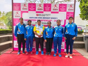 Acharya Nagarjuna University Women’s Badminton Team Reaches Pre-Quarterfinals in South Indian Inter-University Tournament
